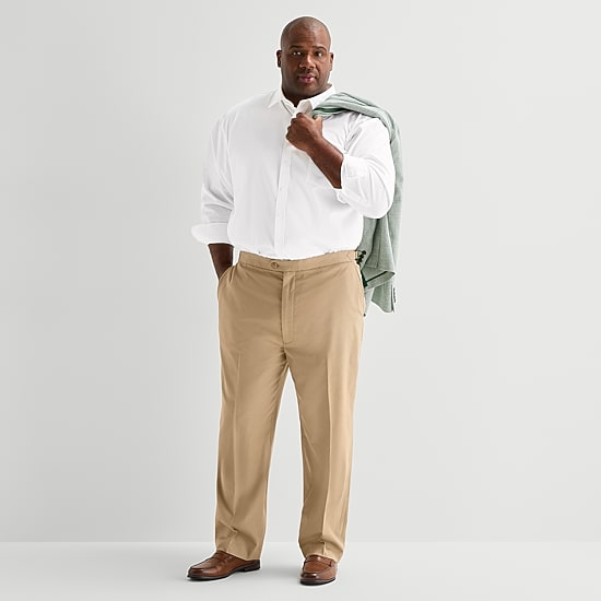 Stafford Mens Classic Fit Big and Tall Dress Flat Front Pant