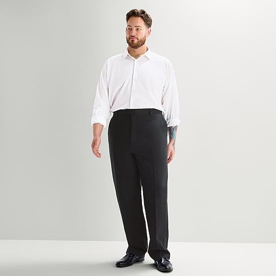 J. Ferrar Linen Blend Texture Mens Straight Fit Big and Tall Flat Front Pant