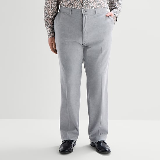J. Ferrar Heather Twill Mens Straight Fit Big and Tall Dress Flat Front Pant