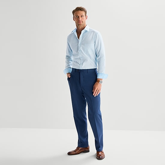 Stafford Tonal Stripe Chambray Mens Long Sleeve Regular Fit Button-Down Shirt