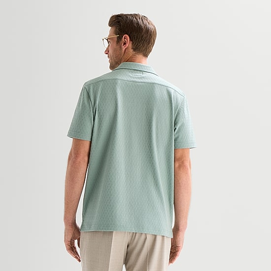 Stafford Diamond Texture Knit Mens Short Sleeve Regular Fit Button-Down Shirt