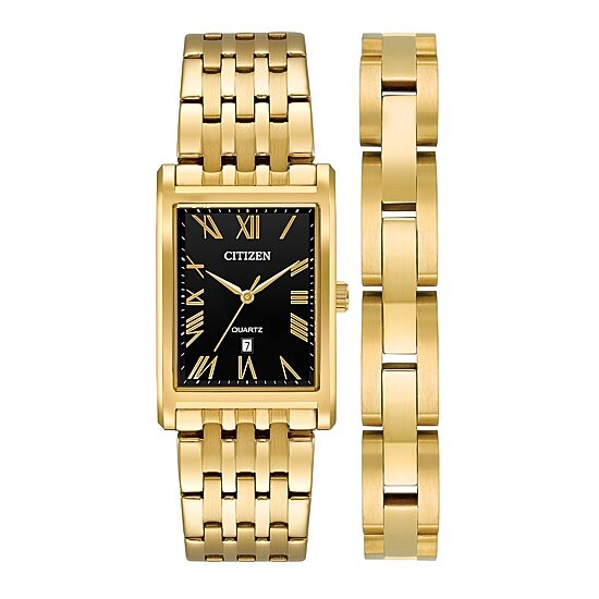 Citizen Mens Gold Tone Stainless Steel Watch Boxed Set Bh3002-62e