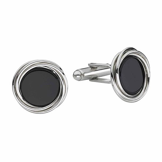 Love Knot Onyx Stone Cuff Links