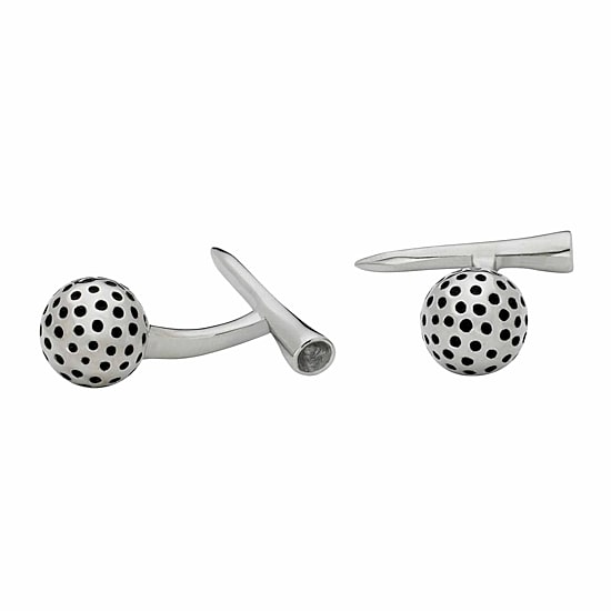 Stainless Steel Golf Ball and Tee Cuff Links