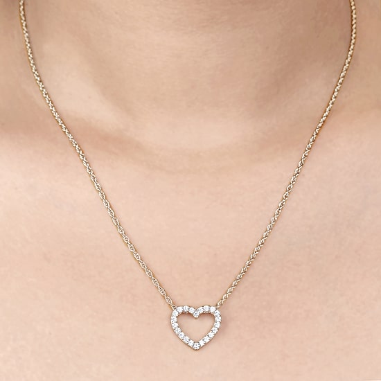 (H-I / I1) Womens 1/2 CT. T.W. Lab Grown White Diamond 10K Gold Heart 18 Inch Pendant Necklace