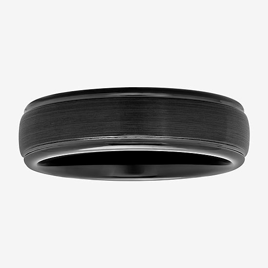  Men's 6mm Black Tungsten Carbide Ring