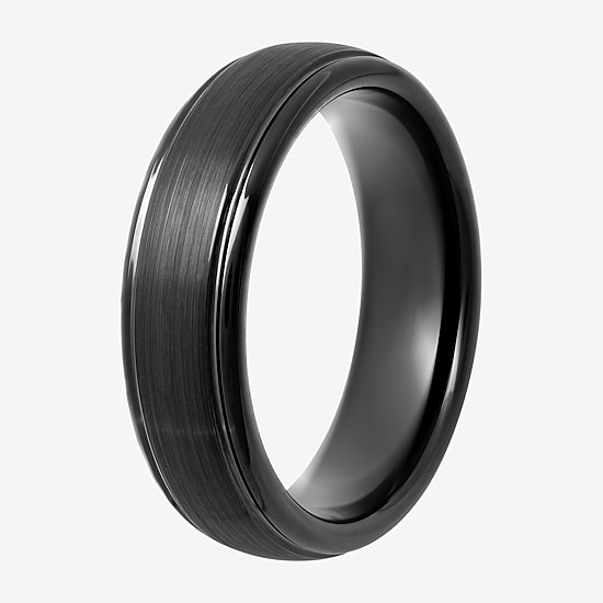  Men's 6mm Black Tungsten Carbide Ring