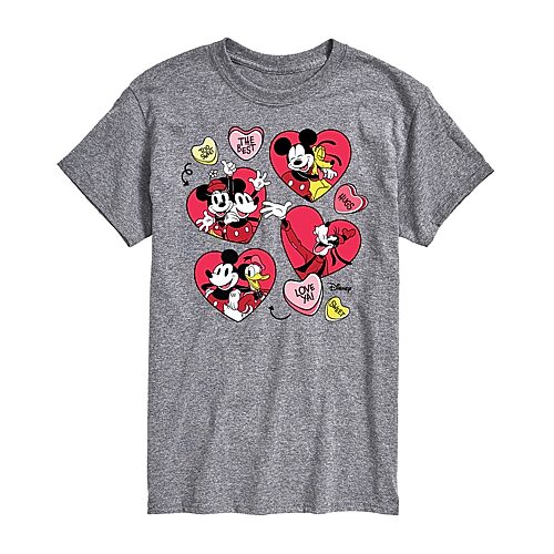 Mens Short Sleeve Mickey and Friends Graphic T-Shirt, Xx-large, Gray