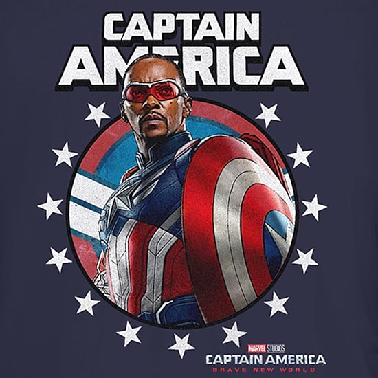 Marvel Captain America Brave New World Tee Womens Juniors Crew Neck Short Sleeve Regular Fit Captain America Marvel Graphic T-Shirt