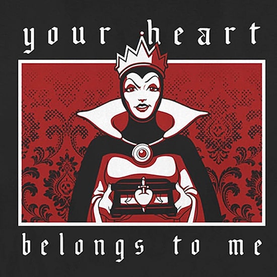 Disney Villians Your Heart Belongs To Me Tee Womens Juniors Crew Neck Short Sleeve Regular Fit Evil Queen Snow White Graphic T-Shirt