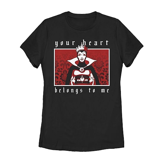 Disney Villians Your Heart Belongs To Me Tee Womens Juniors Crew Neck Short Sleeve Regular Fit Evil Queen Snow White Graphic T-Shirt
