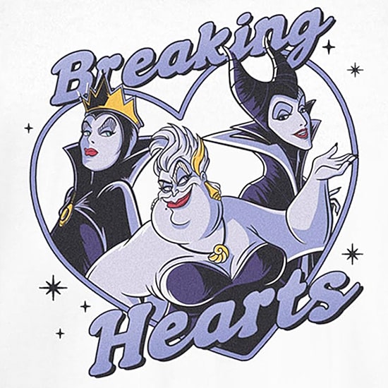 Disney Villians Breaking Hearts Tee Womens Juniors Crew Neck Short Sleeve Regular Fit Graphic T-Shirt