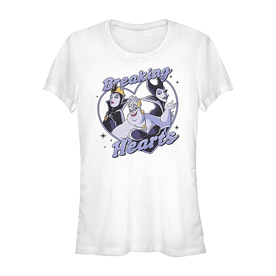Disney Villians Breaking Hearts Tee Womens Juniors Crew Neck Short Sleeve Regular Fit Graphic T-Shirt