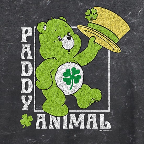 Paddy Animal Cropped Tee Womens Juniors Crew Neck Short Sleeve Regular Fit Care Bears Graphic T-Shirt