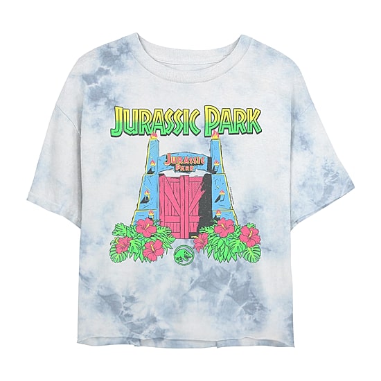 Jurassic Park Cropped Tee Womens Juniors Crew Neck Short Sleeve Regular Fit Graphic T-Shirt