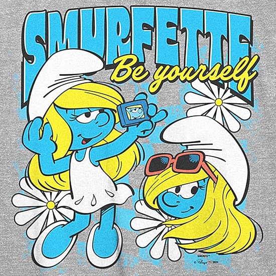 Smurfette Be Yourself Tee Womens Juniors Crew Neck Short Sleeve Regular Fit Smurfs Graphic T-Shirt