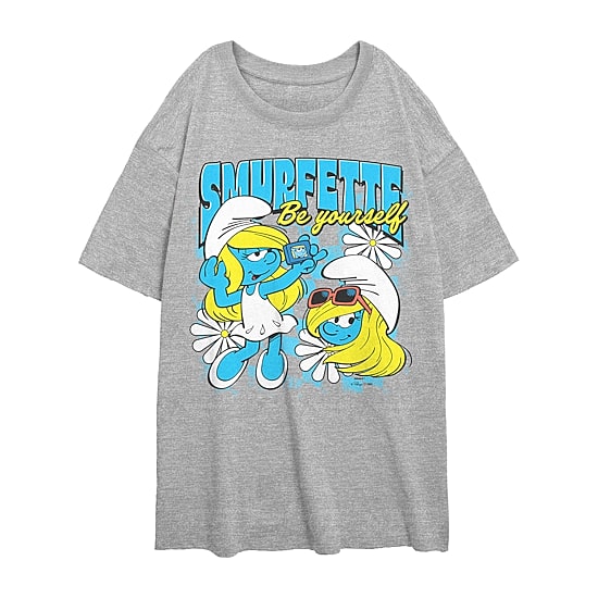 Smurfette Be Yourself Tee Womens Juniors Crew Neck Short Sleeve Regular Fit Smurfs Graphic T-Shirt