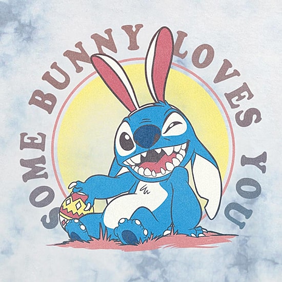 Stitch Some Bunny Loved You Cropped Tee Womens Juniors Crew Neck Short Sleeve Regular Fit Lilo & Stitch Graphic T-Shirt