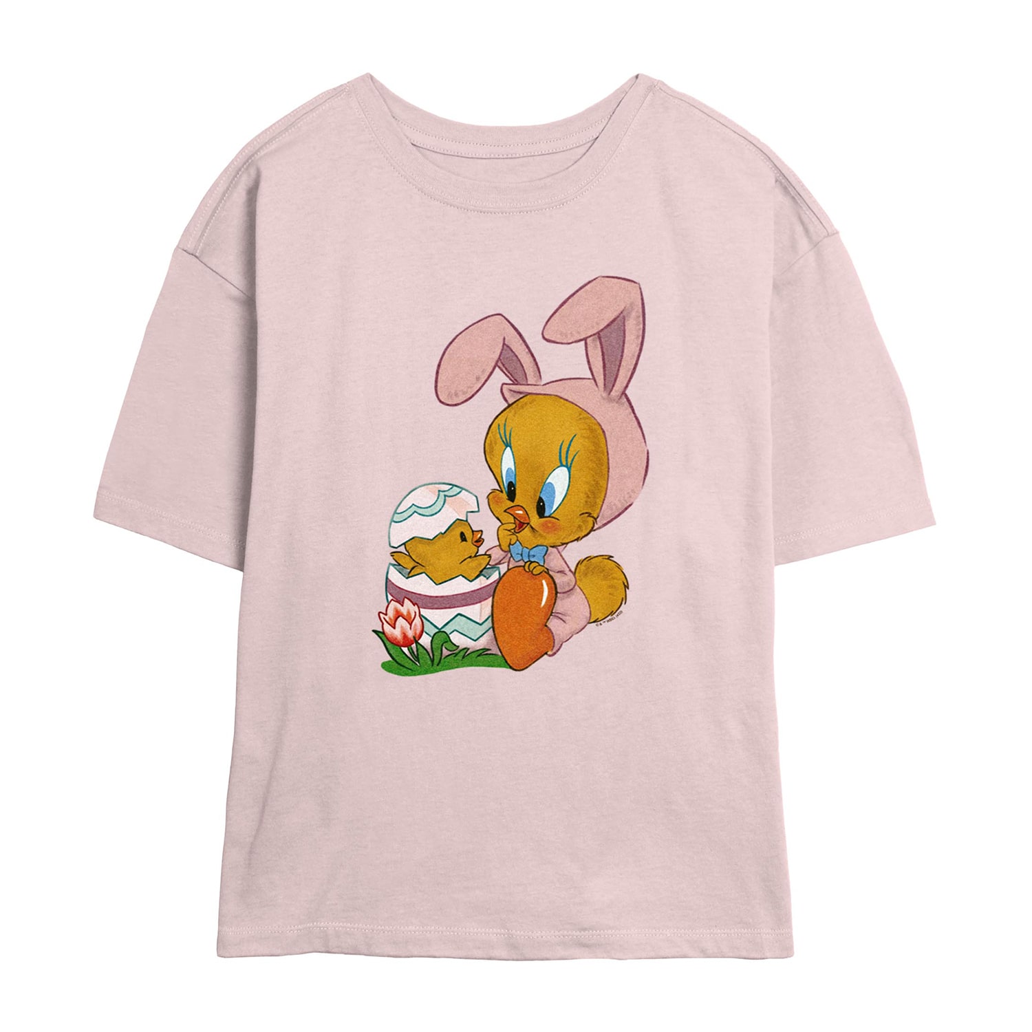 Tweety Bird Easter Tee Womens Juniors Crew Neck Short Sleeve Regular Fit Looney Tunes Graphic T-Shirt