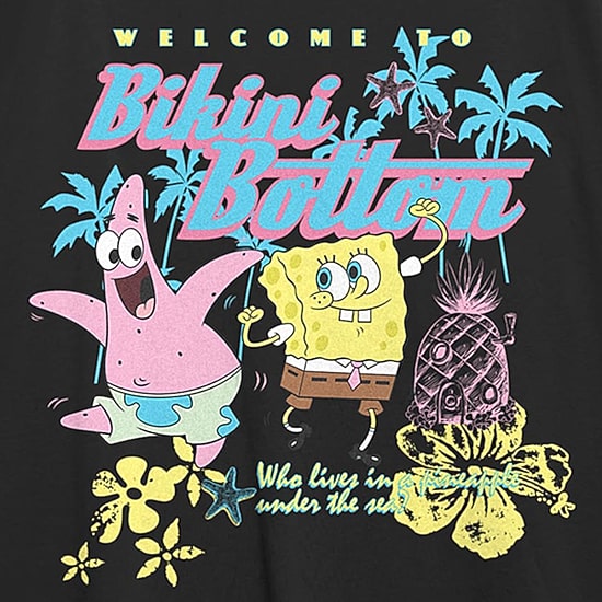 Womens Juniors Crew Neck Short Sleeve Regular Fit Spongebob Graphic T-Shirt