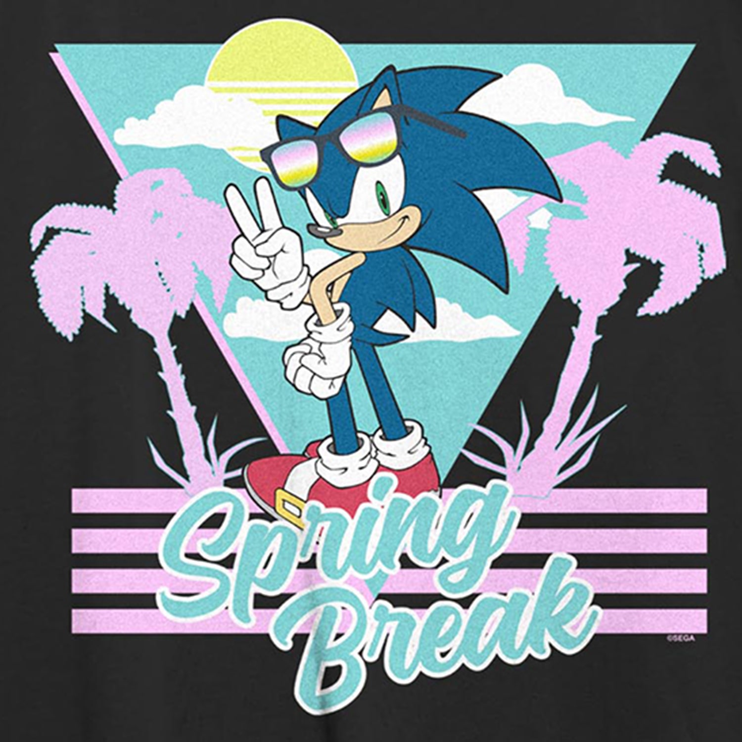 Sonic the Hedgehog Spring Break Tee Womens Juniors Crew Neck Short Sleeve Regular Fit Graphic T-Shirt