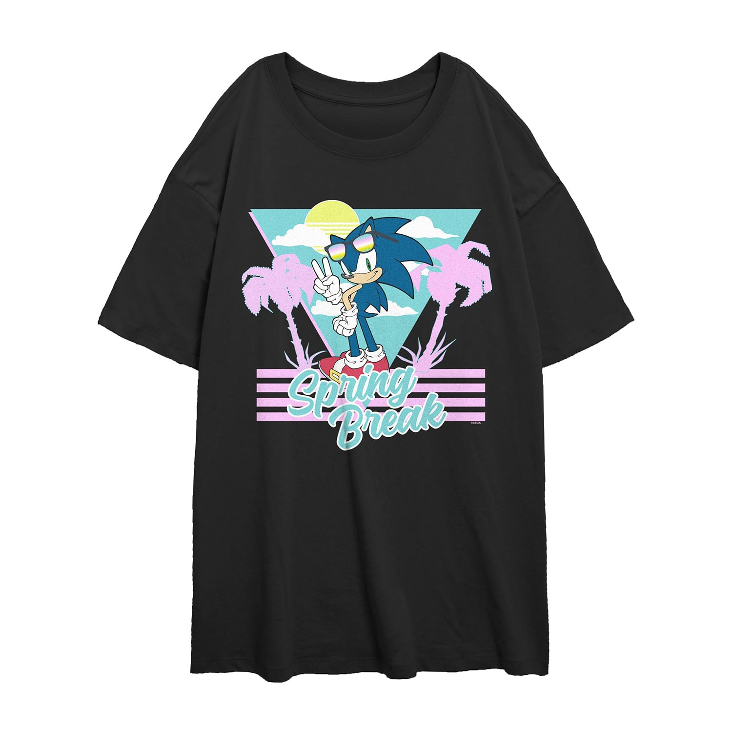 Sonic the Hedgehog Spring Break Tee Womens Juniors Crew Neck Short Sleeve Regular Fit Graphic T-Shirt