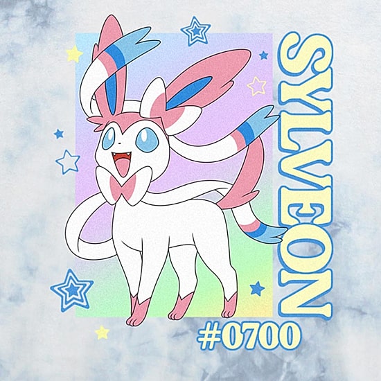 Pokemon Sylveon Cropped Tee Womens Juniors Crew Neck Short Sleeve Regular Fit Pokemon Graphic T-Shirt