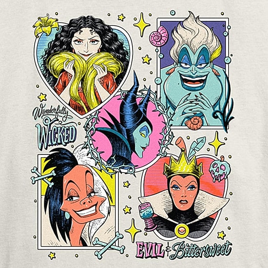 Disney Villians Evils And Bittersweet Tee Womens Juniors Crew Neck Short Sleeve Regular Fit Graphic T-Shirt