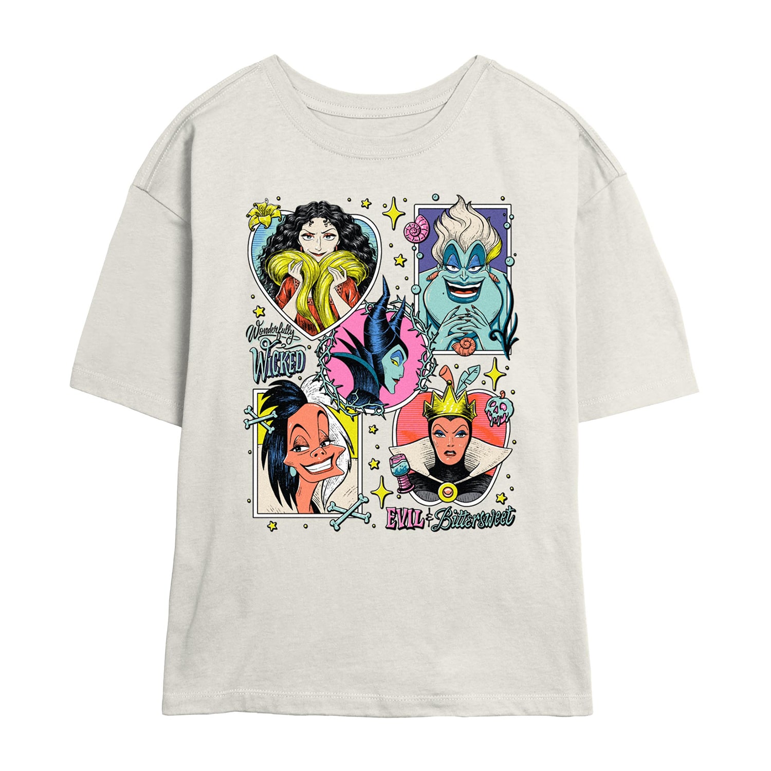 Disney Villians Evils And Bittersweet Tee Womens Juniors Crew Neck Short Sleeve Regular Fit Graphic T-Shirt