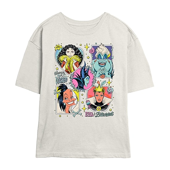 Disney Villians Evils And Bittersweet Tee Womens Juniors Crew Neck Short Sleeve Regular Fit Graphic T-Shirt