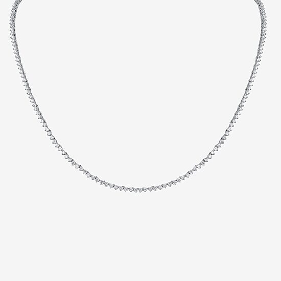 (F / Si1) Womens White Diamond 10K Gold 16 Inch Tennis Necklace