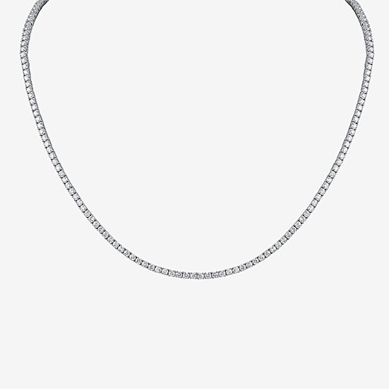 (F / Si1) Womens White Diamond 10K Gold 16 Inch Tennis Necklace