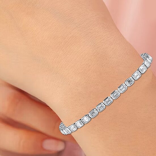(F / Si1) Womens 5 CT. T.W. Lab Grown White Diamond 10K Gold 7 Inch Tennis Bracelet