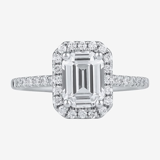 (G / I1) Womens 2 CT. T.W. Lab Grown White Diamond 10K Gold Halo Engagement Ring