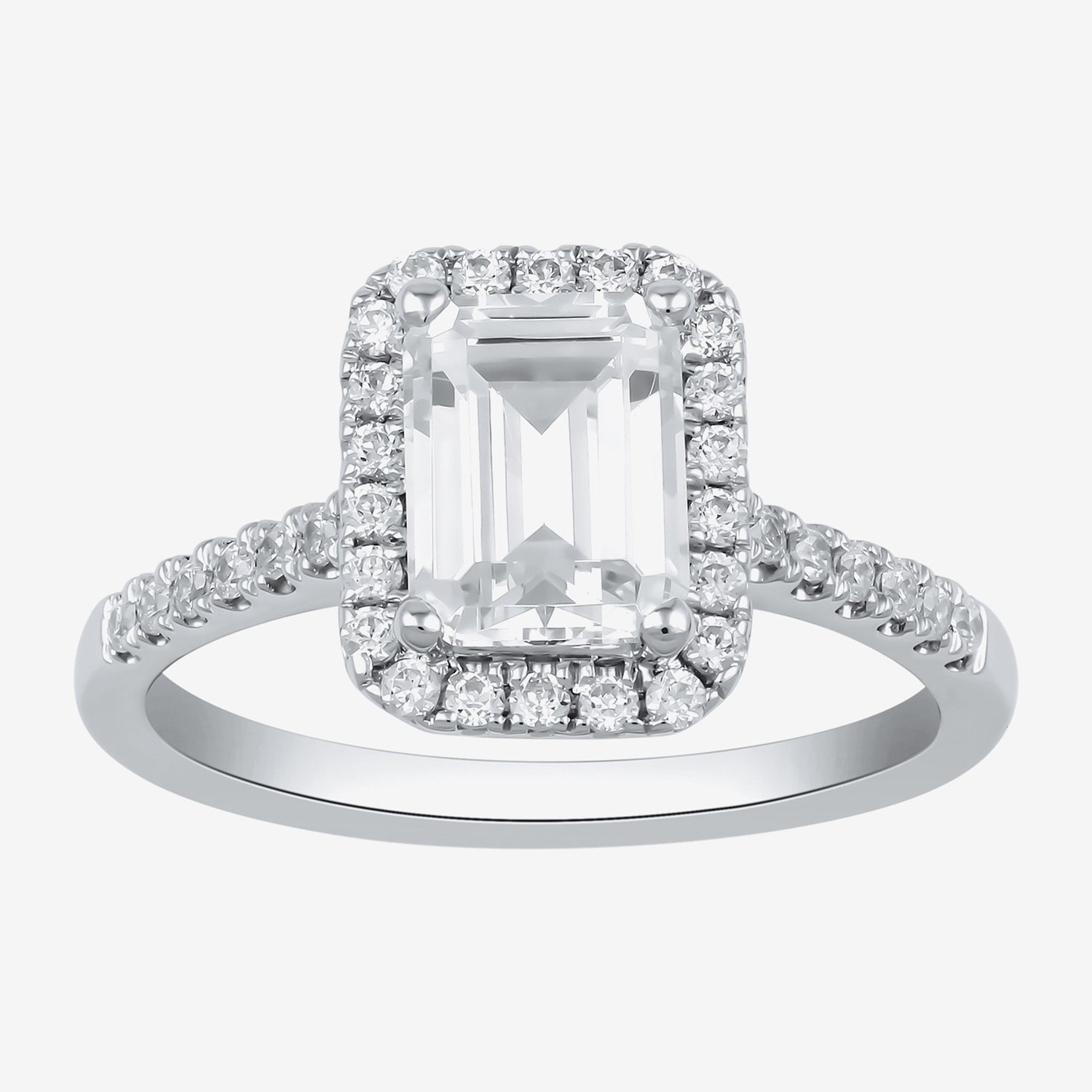 (G / I1) Womens 2 CT. T.W. Lab Grown White Diamond 10K Gold Halo Engagement Ring