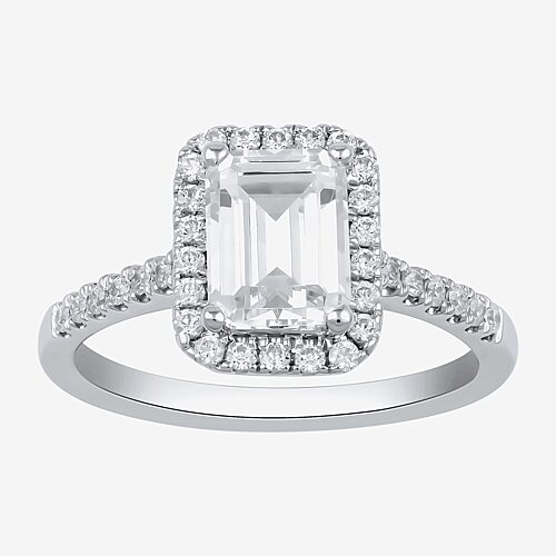 (G / I1) Womens 2 CT. T.W. Lab Grown White Diamond 10K Gold Halo Engagement Ring, 9, White