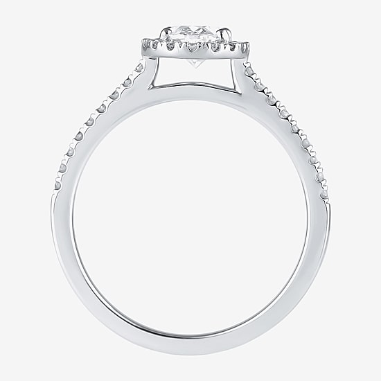 (G / I1) Womens 2 1/2 CT. T.W. Lab Grown White Diamond 10K Gold Oval Halo Engagement Ring