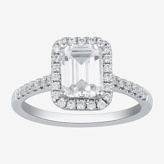 (G / I1) Womens 2 1/2 CT. T.W. Lab Grown White Diamond 10K Gold Halo Engagement Ring