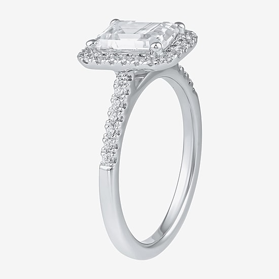 (G / I1) Womens 2 1/2 CT. T.W. Lab Grown White Diamond 10K Gold Halo Engagement Ring