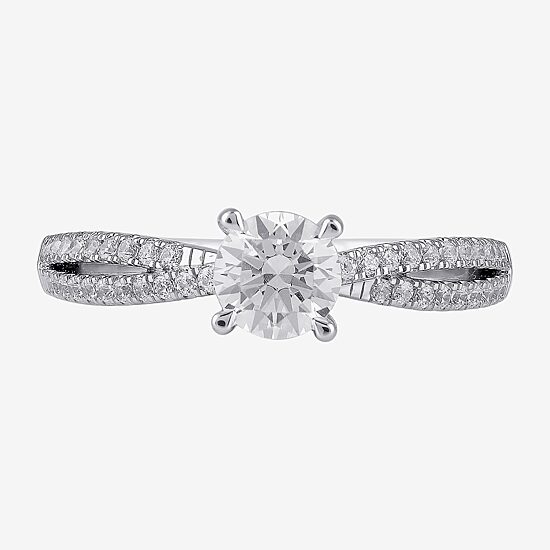 (G / I1) Womens 1 CT. T.W. Lab Grown White Diamond 14K Gold Round Engagement Ring
