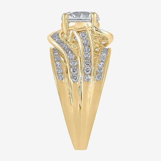 (G / I1) Womens 1 1/2 CT. T.W. Lab Grown White Diamond 10K Gold Round Engagement Ring