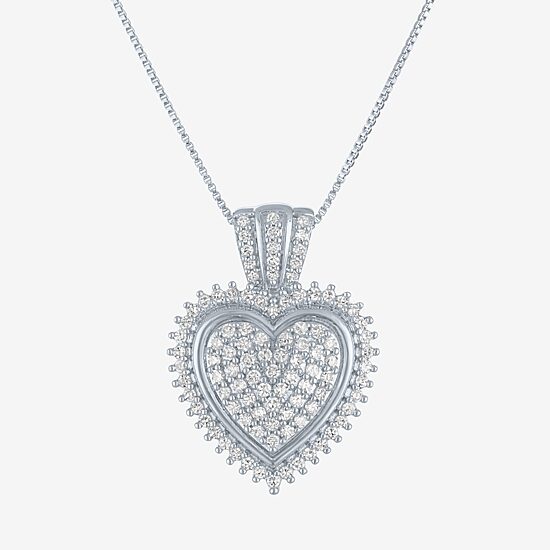 (G-H / I1-I2) Womens 5/8 CT. T.W. Lab Grown White Diamond Sterling Silver Heart 18 Inch Pendant Necklace