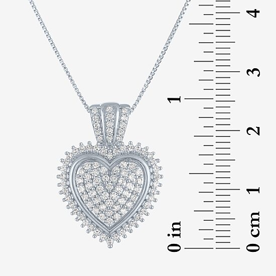 (G-H / I1-I2) Womens 5/8 CT. T.W. Lab Grown White Diamond Sterling Silver Heart 18 Inch Pendant Necklace