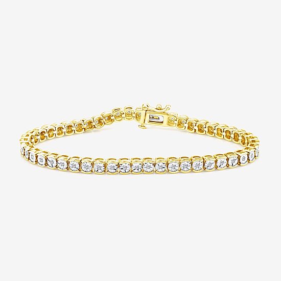 (I2,I) Womens 1/4 CT. T.W. Lab Grown White Diamond 14K Gold Over Silver 8 Inch Tennis Bracelet