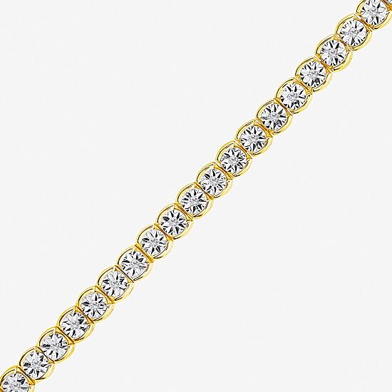 (I2,I) Womens 1/4 CT. T.W. Lab Grown White Diamond 14K Gold Over Silver 8 Inch Tennis Bracelet