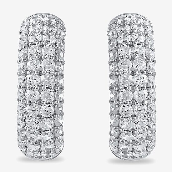 Womens 1 CT. T.W. Lab Grown White Diamond Sterling Silver 15.1mm Hoop Earrings