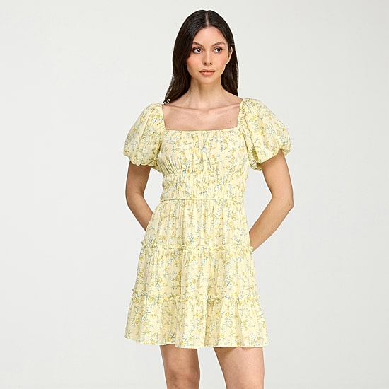 juniors floral dress short Trixxi Juniors' Floral-print One-shoulder Short Fit & Flare Dress In Multi