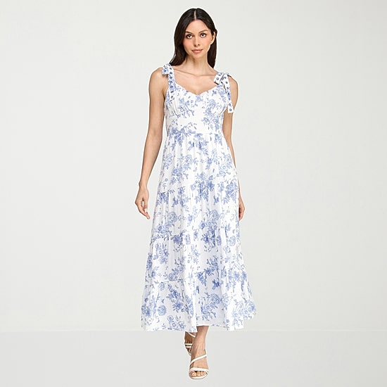 Trixxi Womens Juniors Sweetheart Neck Sleeveless Floral A-Line Dress