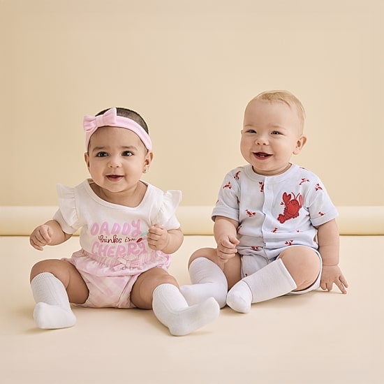 Okie Dokie Baby Girls Round Neck Short Sleeve Rib Bodysuit