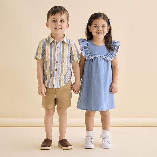 Okie Dokie Seersucker Toddler & Little Boys Short Sleeve Regular Fit Button-Down Shirt